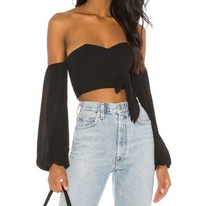 Never been work black long sleeved off the should crop top